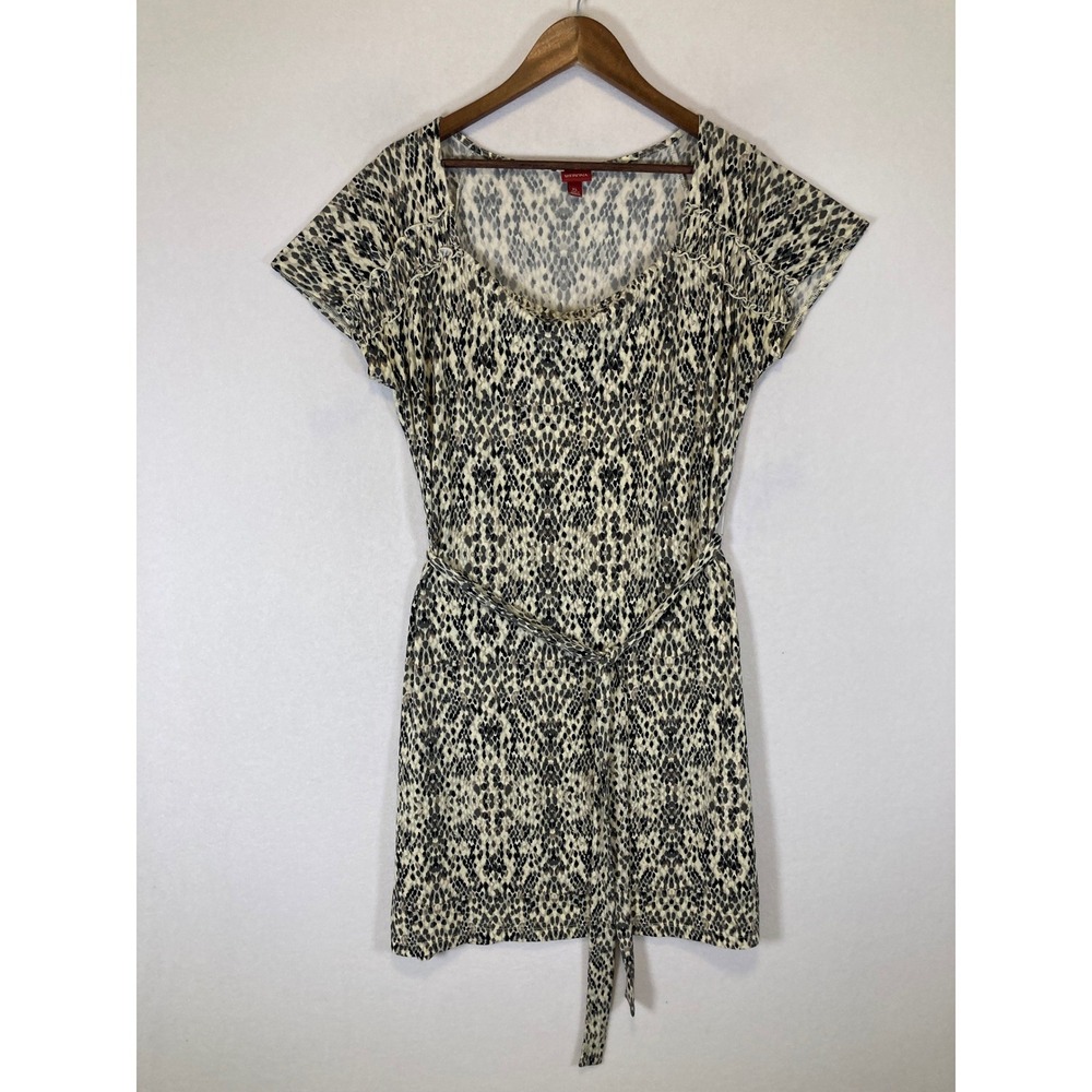 Mob Wife Snakeskin Merona Womens XL Animal Print Ruffle Sleeve Tie Waist Tunic